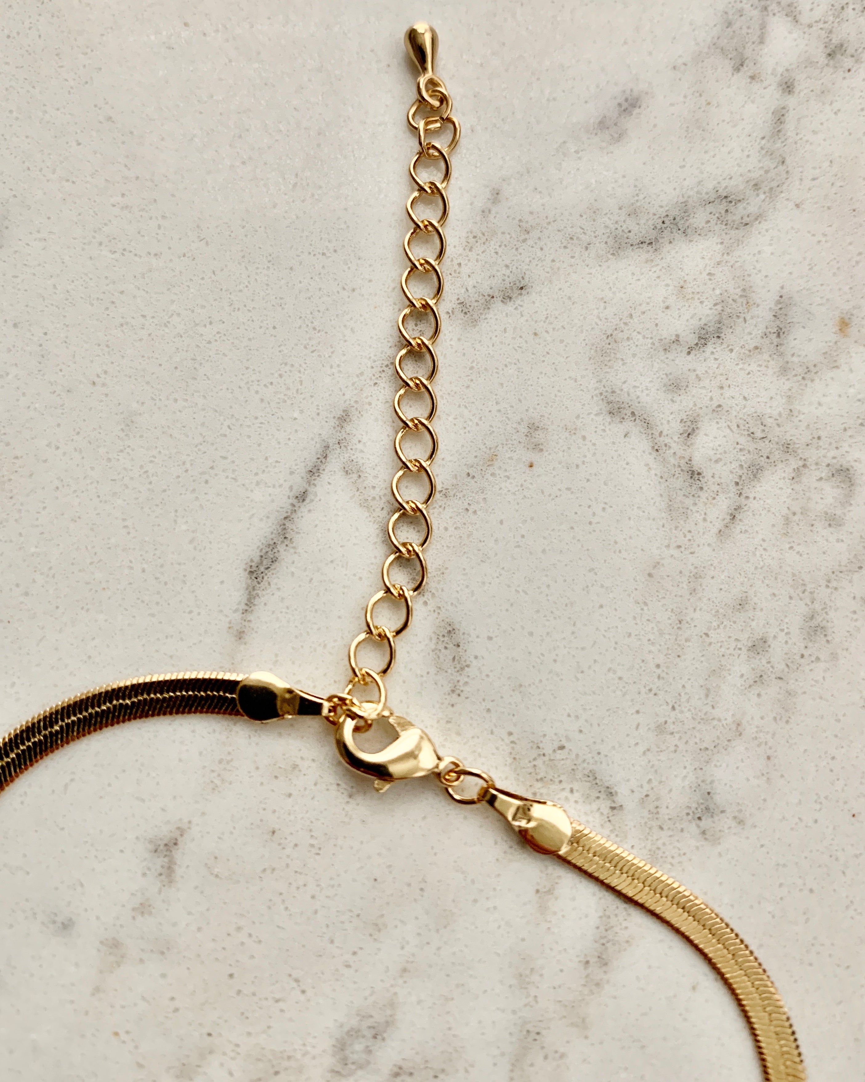 Herring Bracelet - 6.5" Herringbone Gold Bracelet.