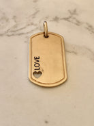 LOVE Dog Tag Charm - Gold.