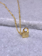 Susan Shaw Tiny Gold Lock Necklace.