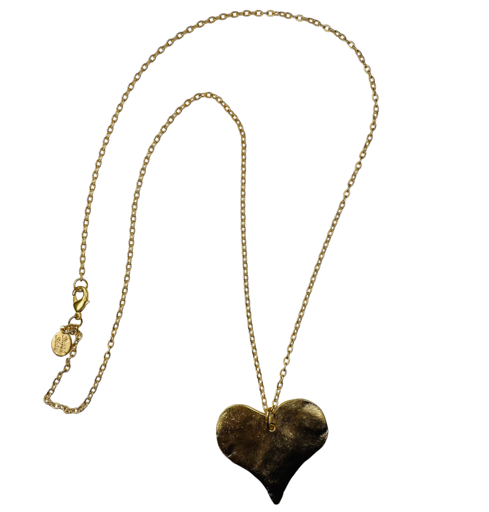 Susan Shawn Gold Heart Chain Necklace.