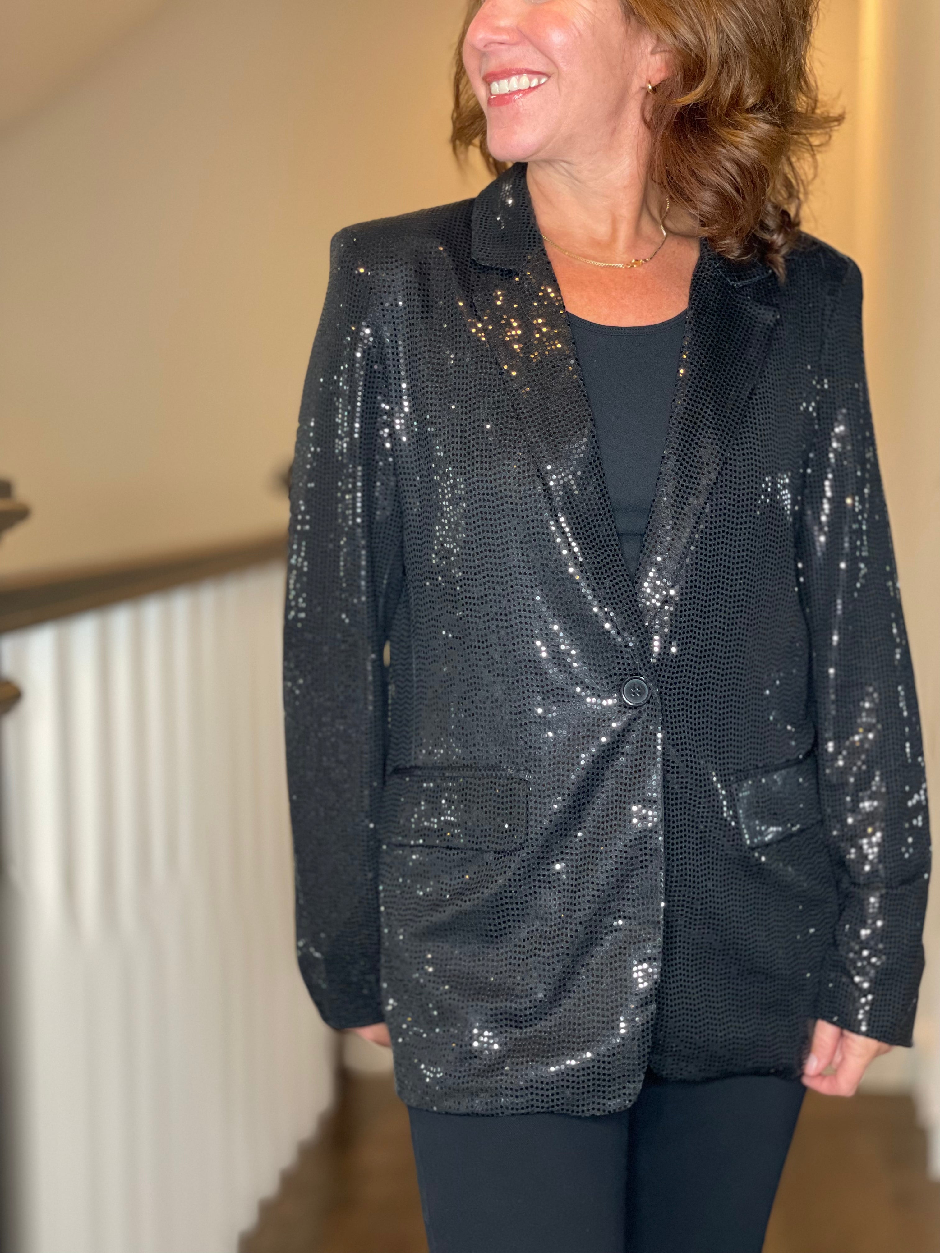 Esqualo Black Sequin Blazer.