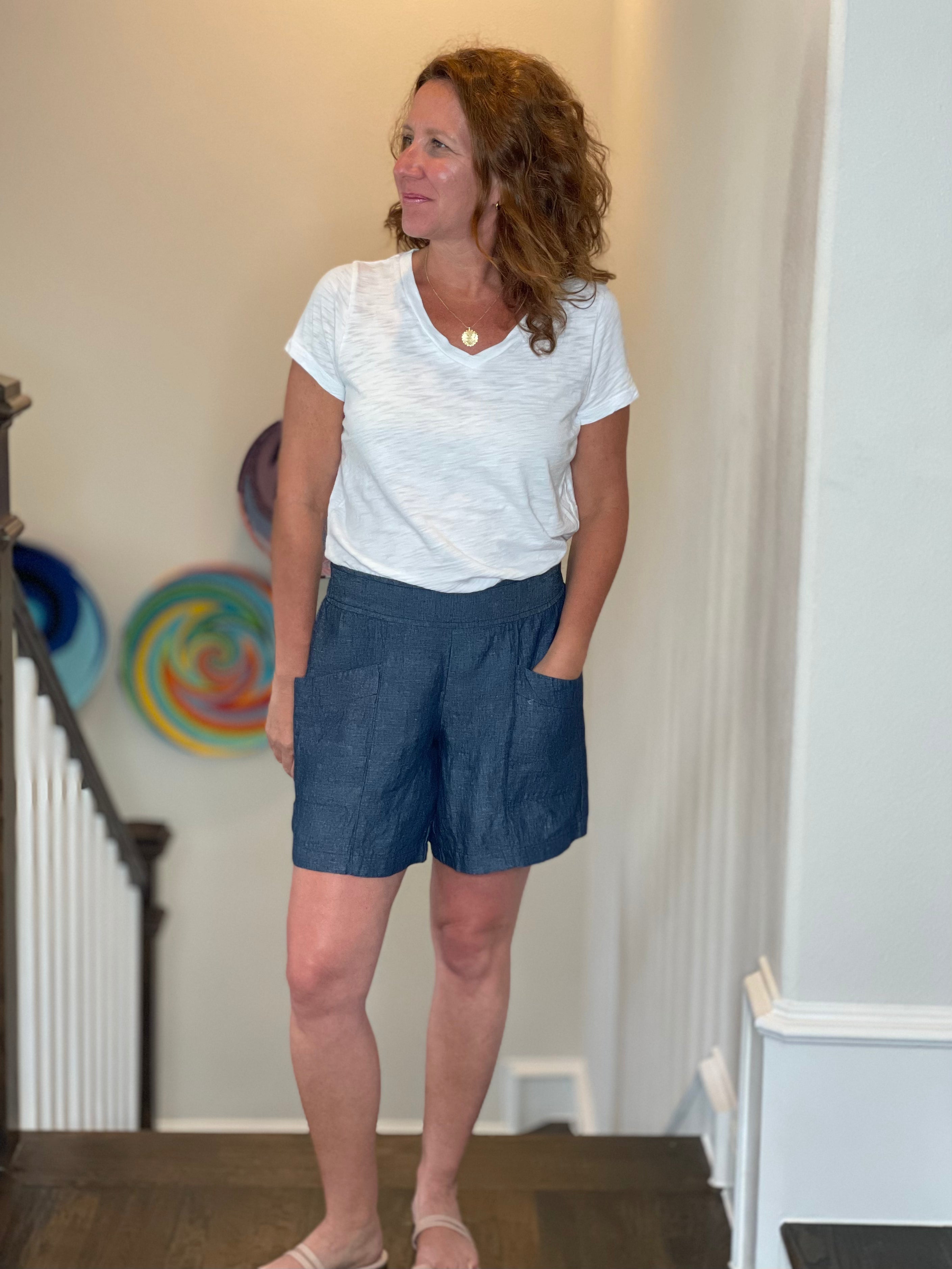 Ivy Jane Chambray Linen Shorts.