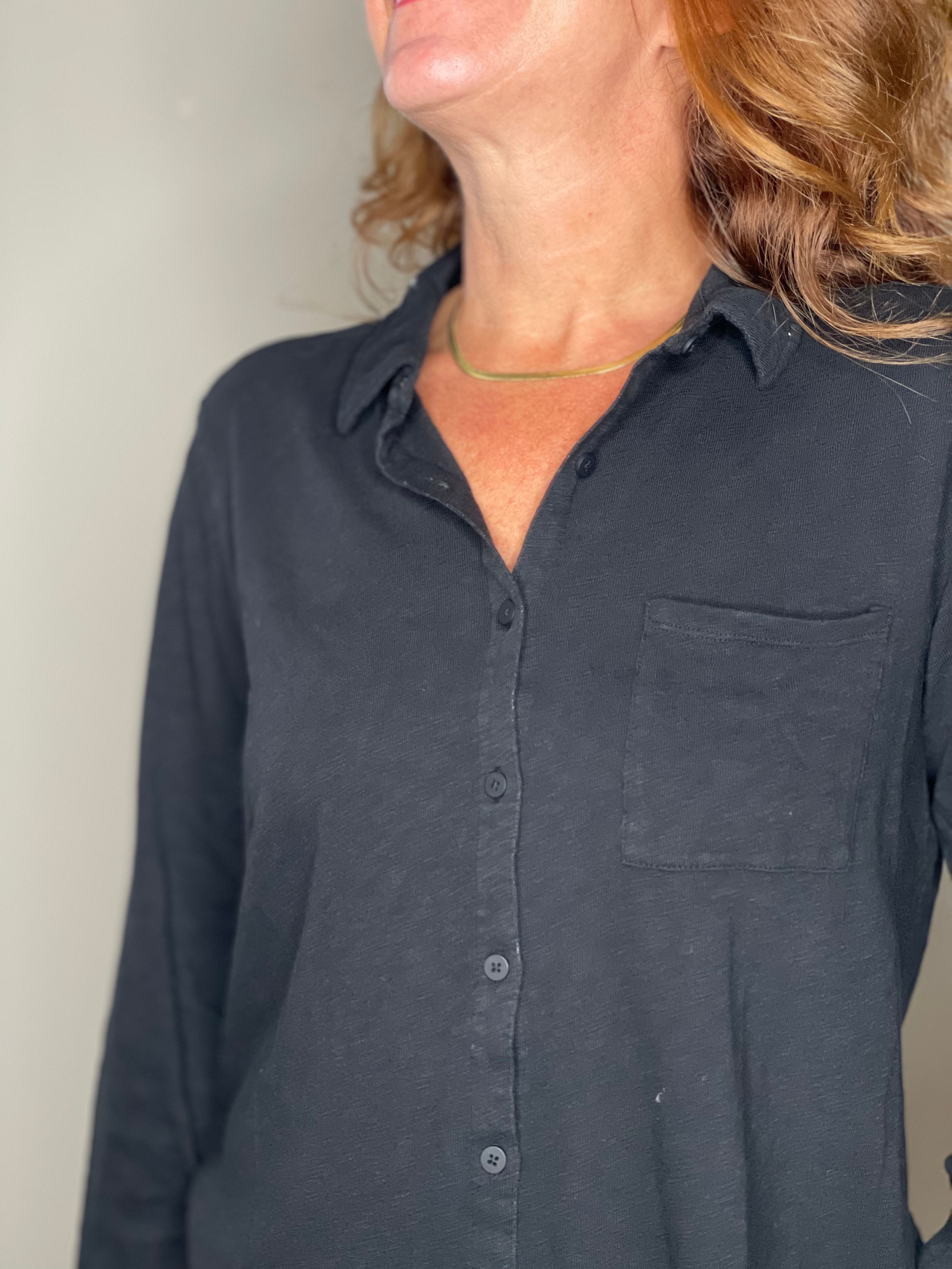 Hello Nite Perfectly Soft Button Up Shirt in Black.