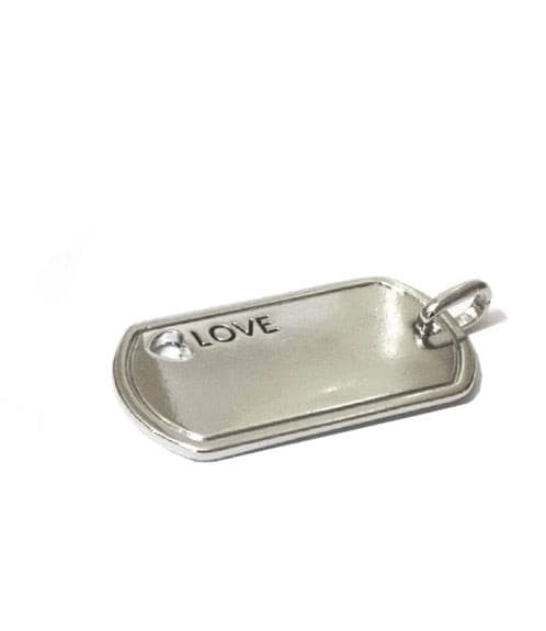 LOVE Dog Tag Charm - Silver.
