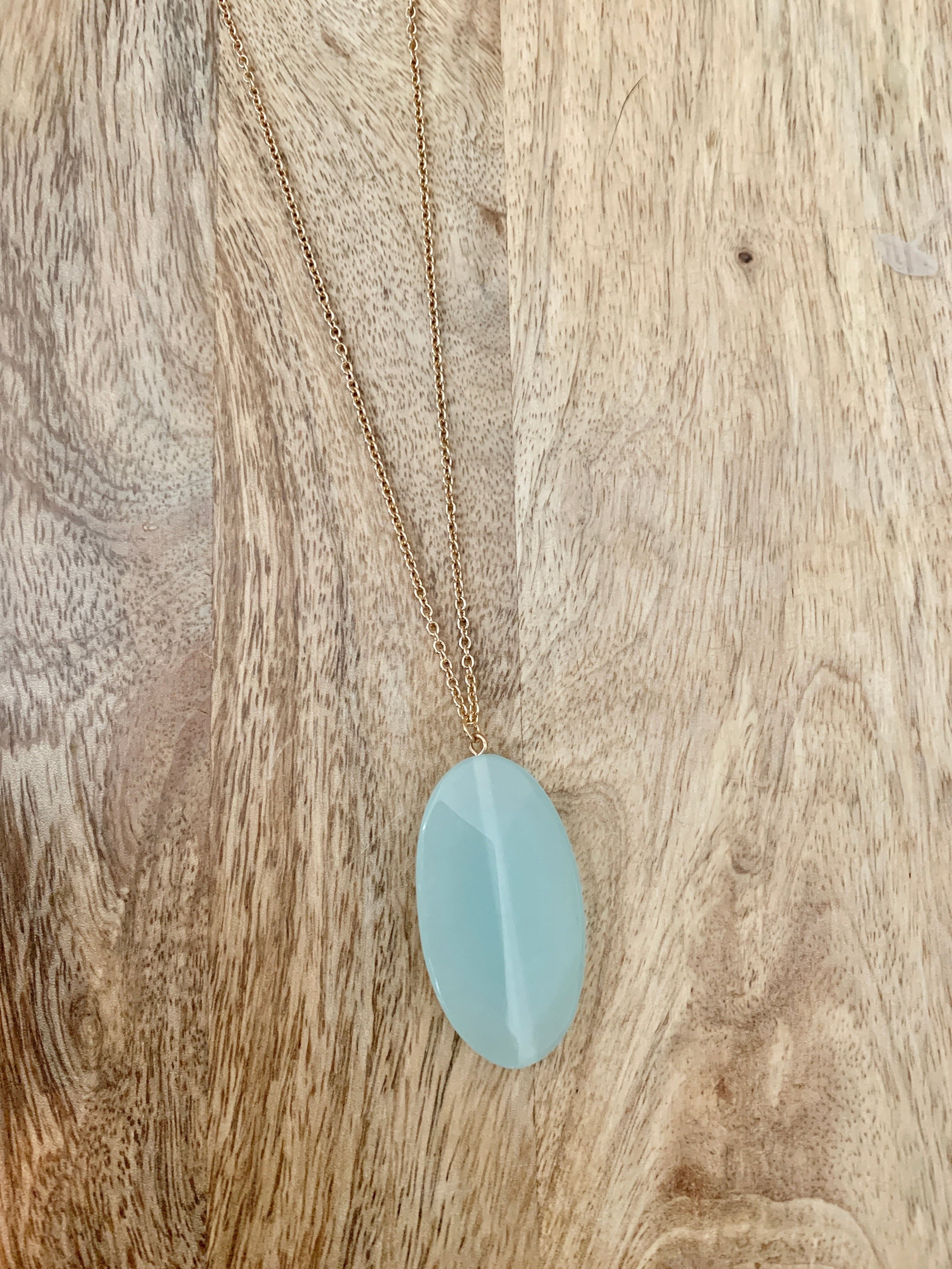 Semi Precious Pendant Stone Necklace.