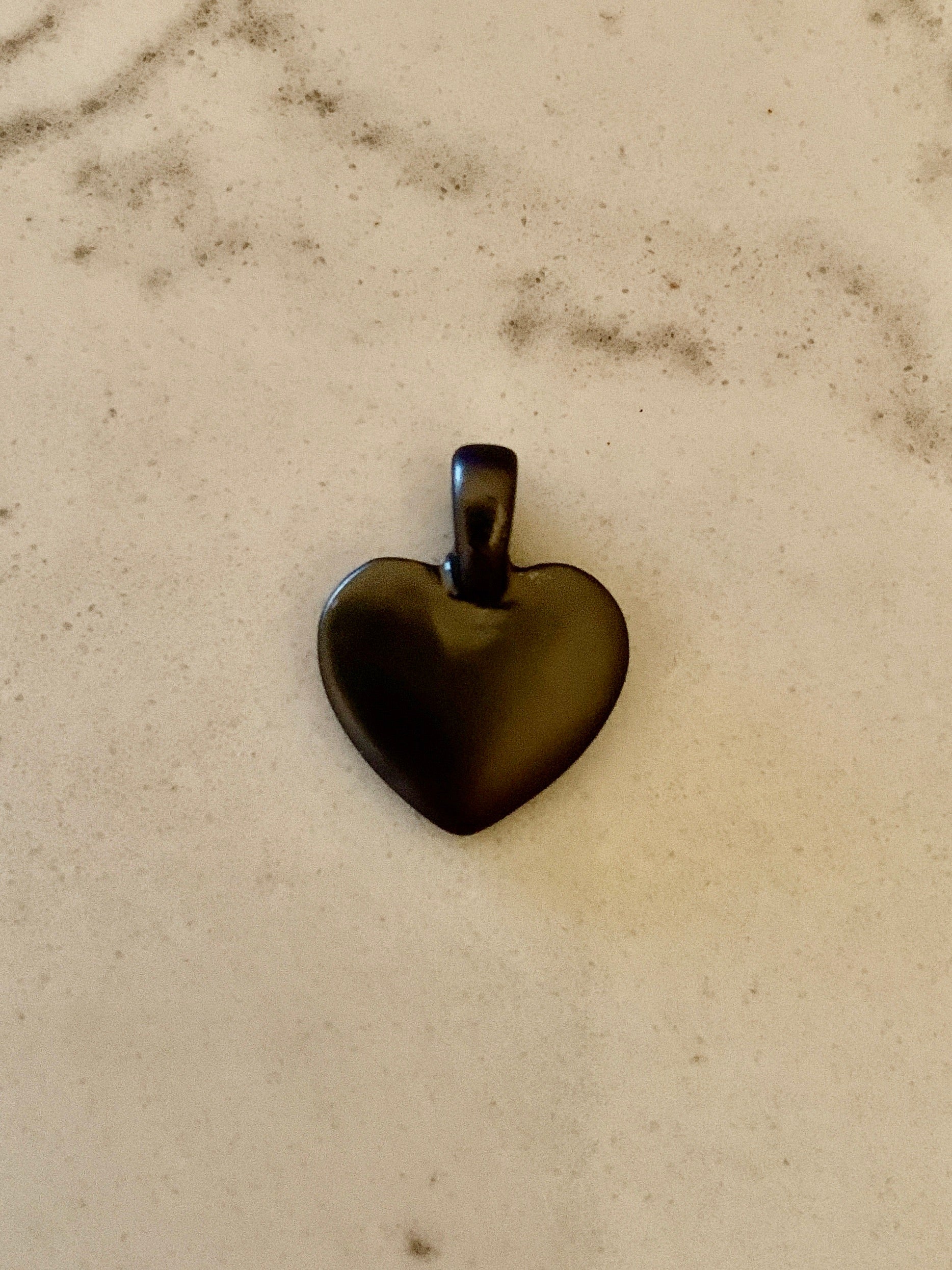 Solid Heart Charm - Hematite.
