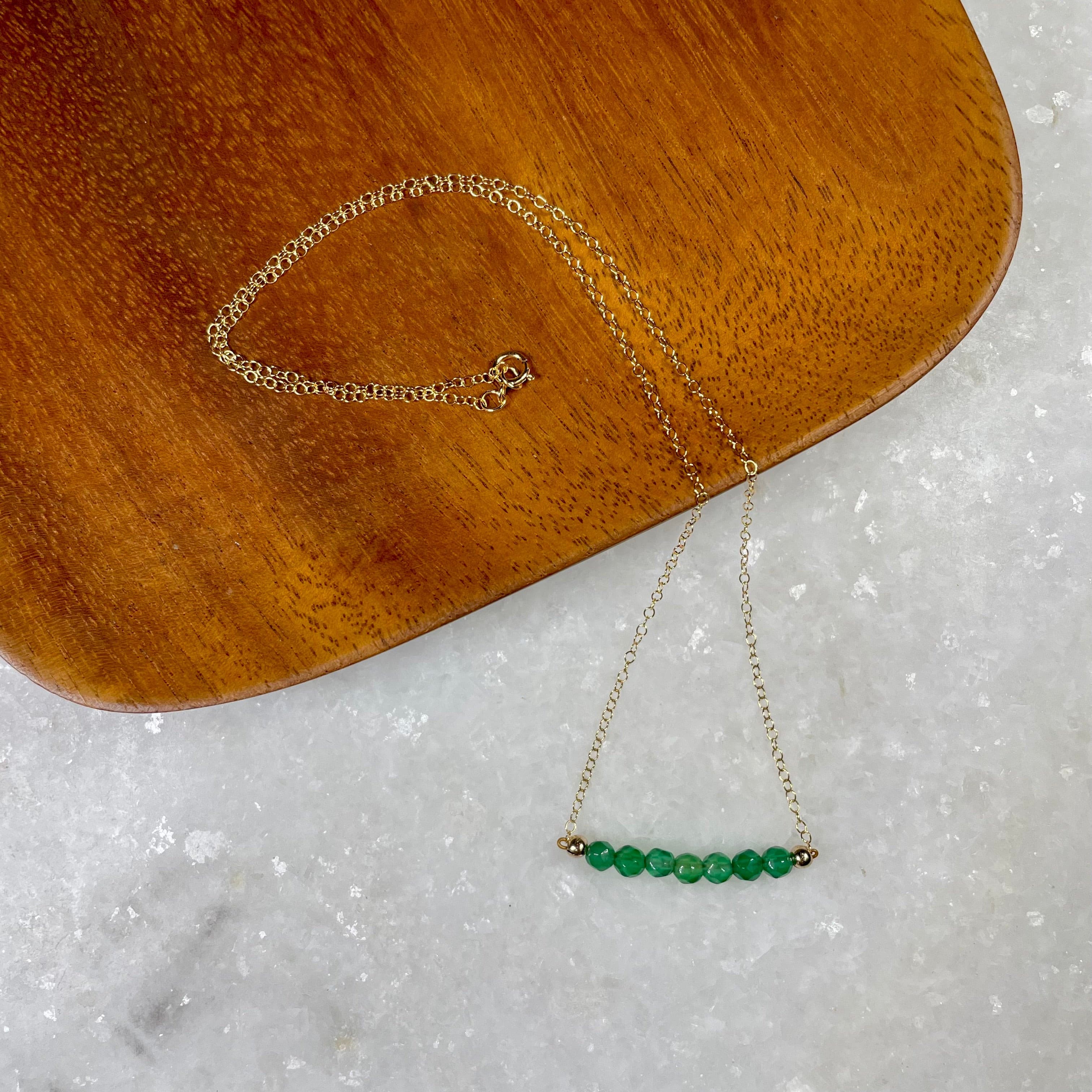 Green Agate Bar Necklace.