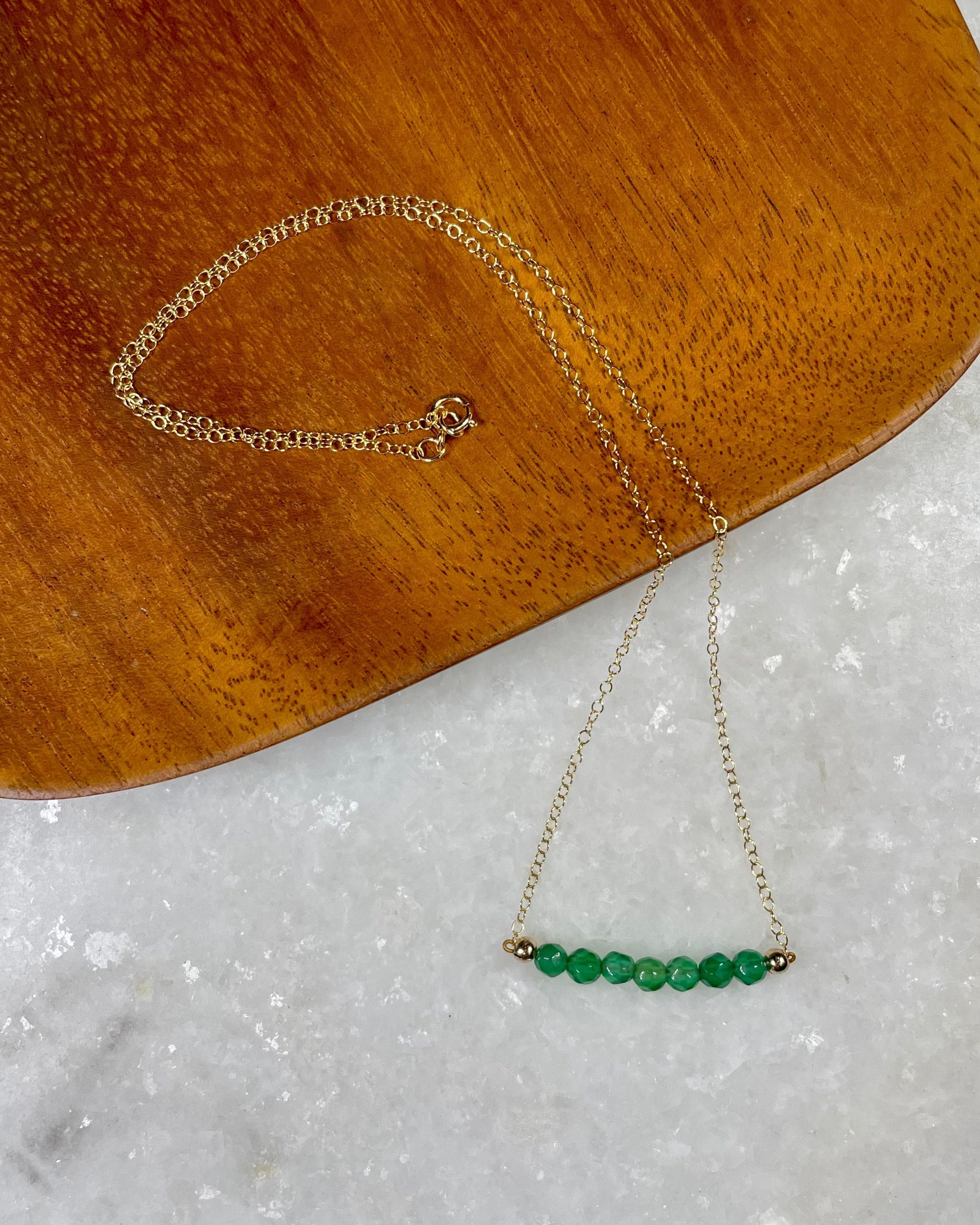 Green Agate Bar Necklace.
