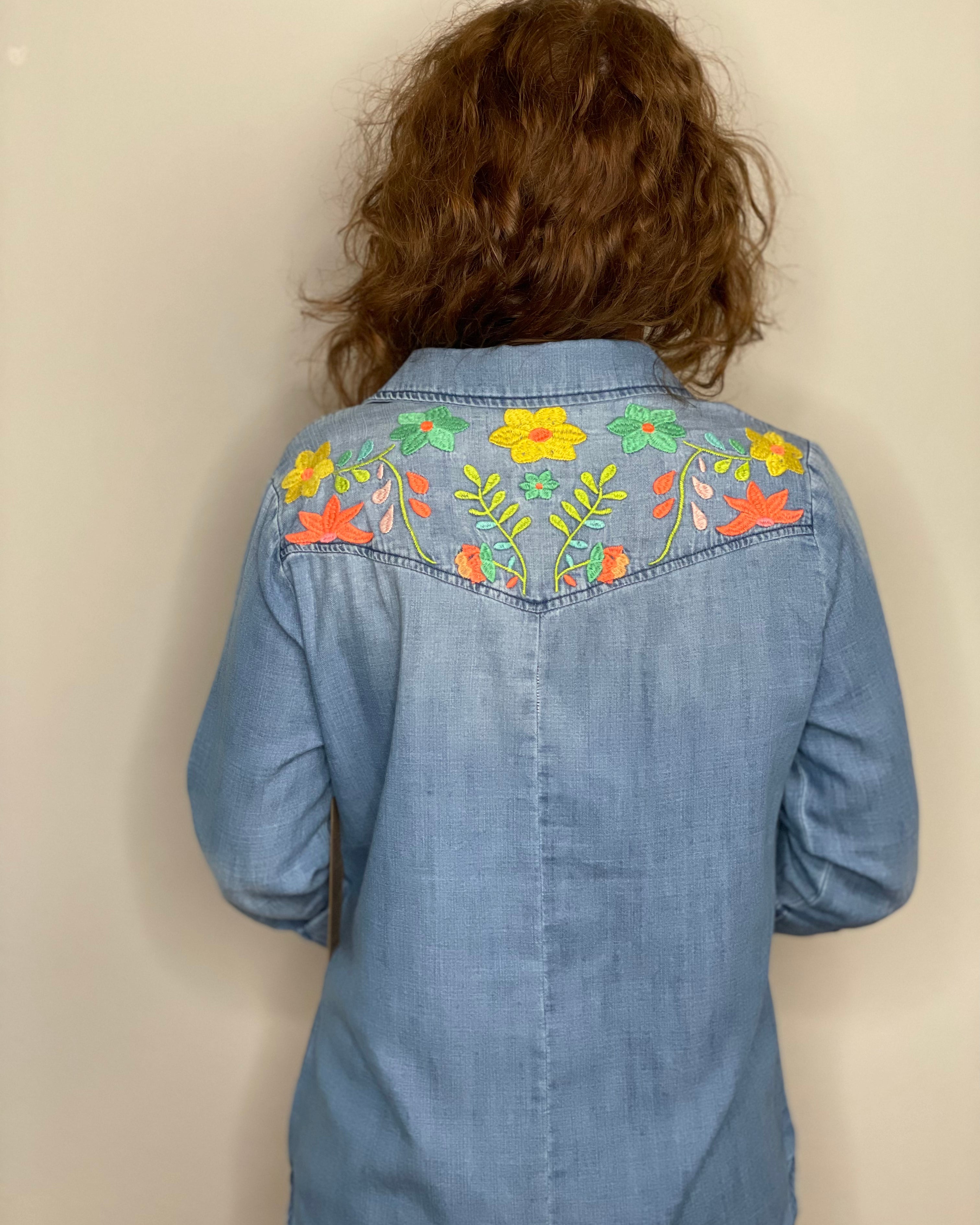 Flower Field Vintage Chambray Shirt.