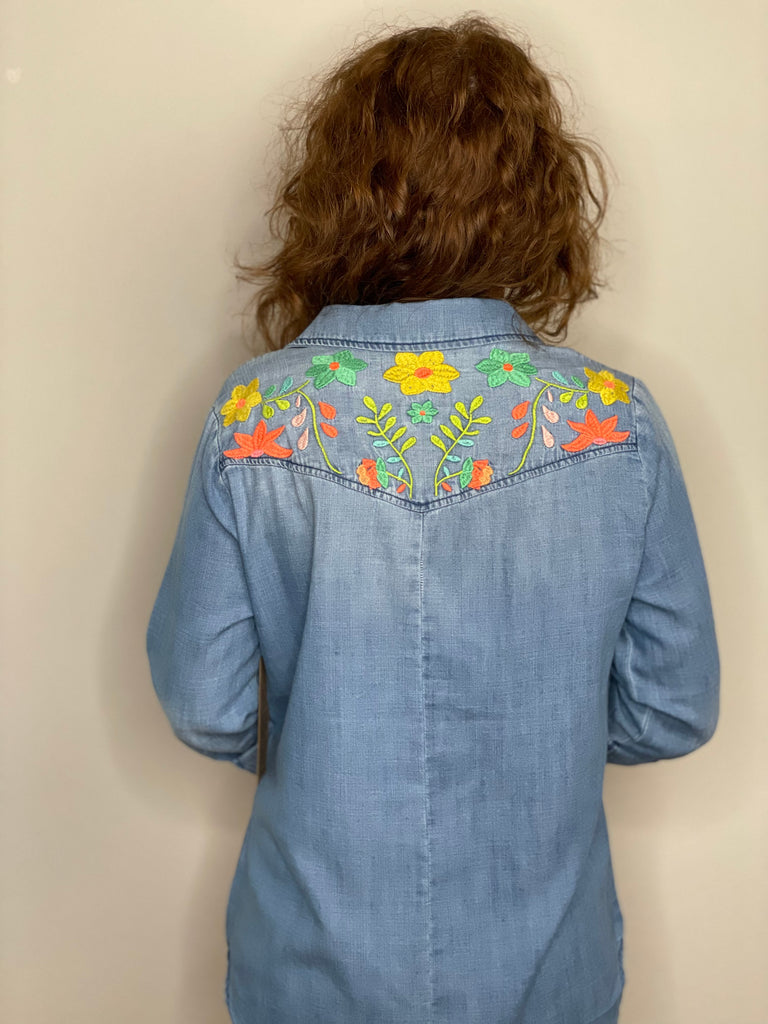Flower Field Vintage Chambray Shirt.