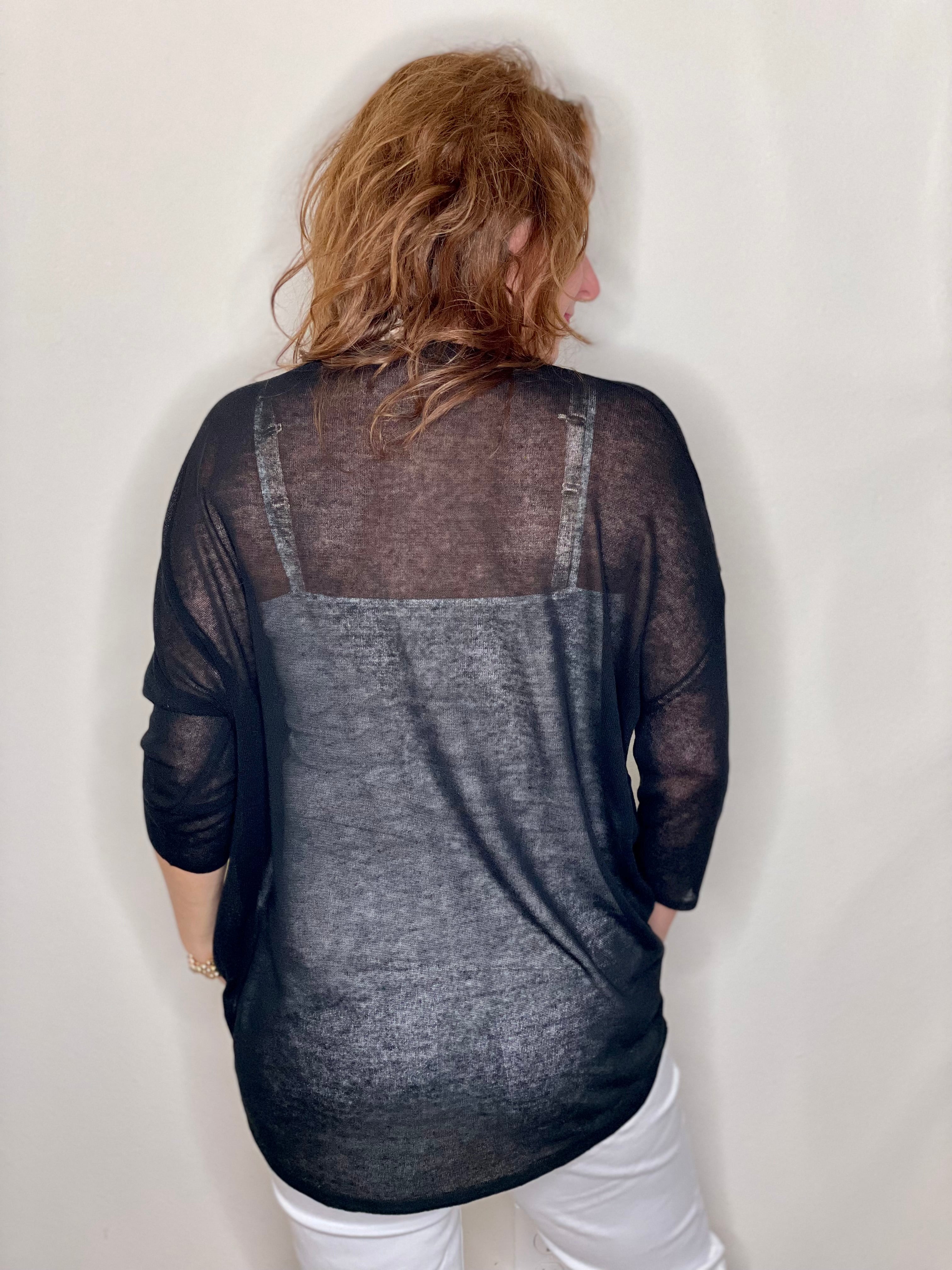 Raven Ruche Top in Black.