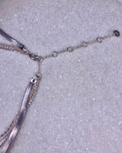 Silver Quad-Strand Mixed Chain Herringbone Necklace.