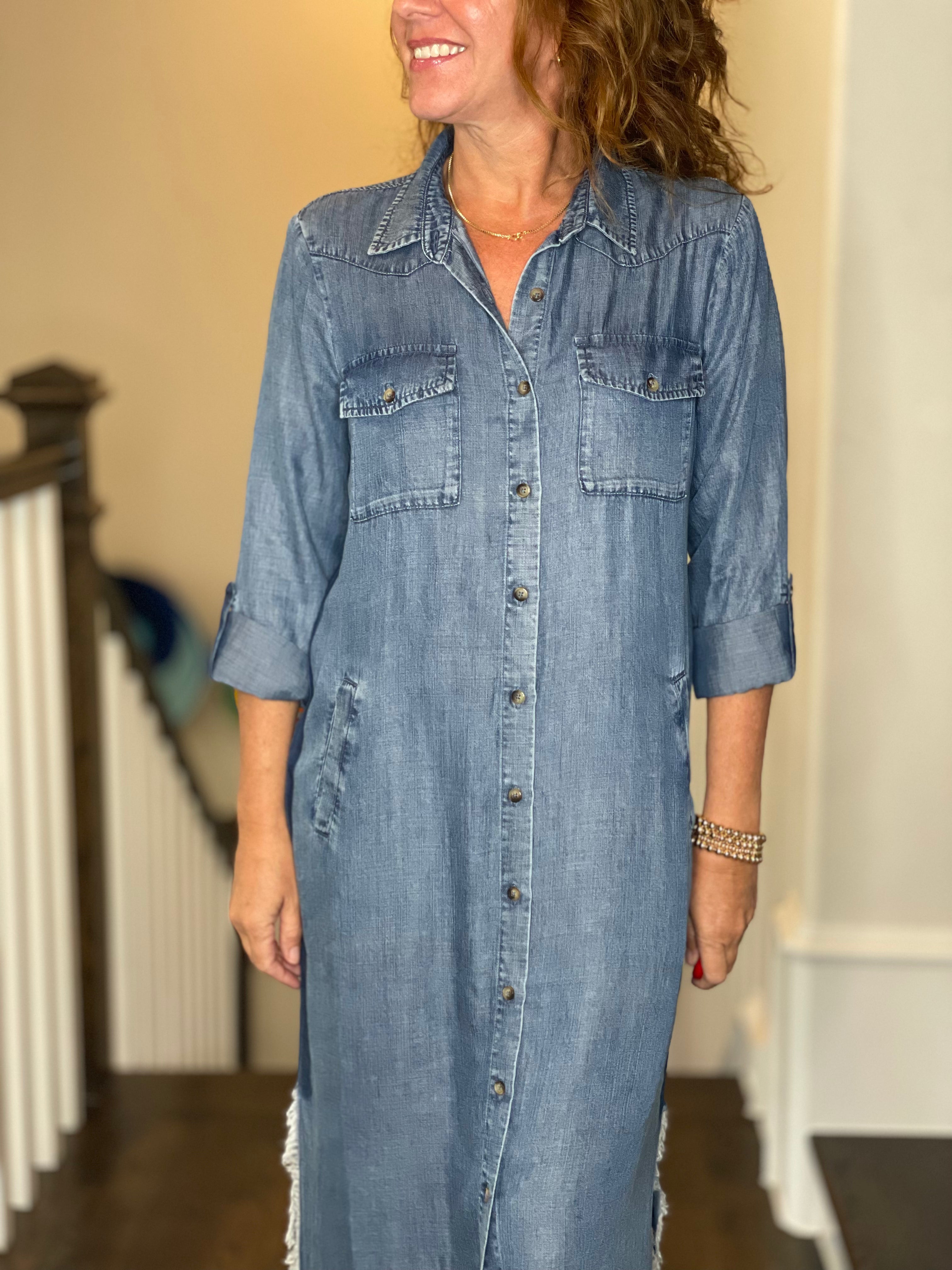 City 2-Way Chambray Dress.