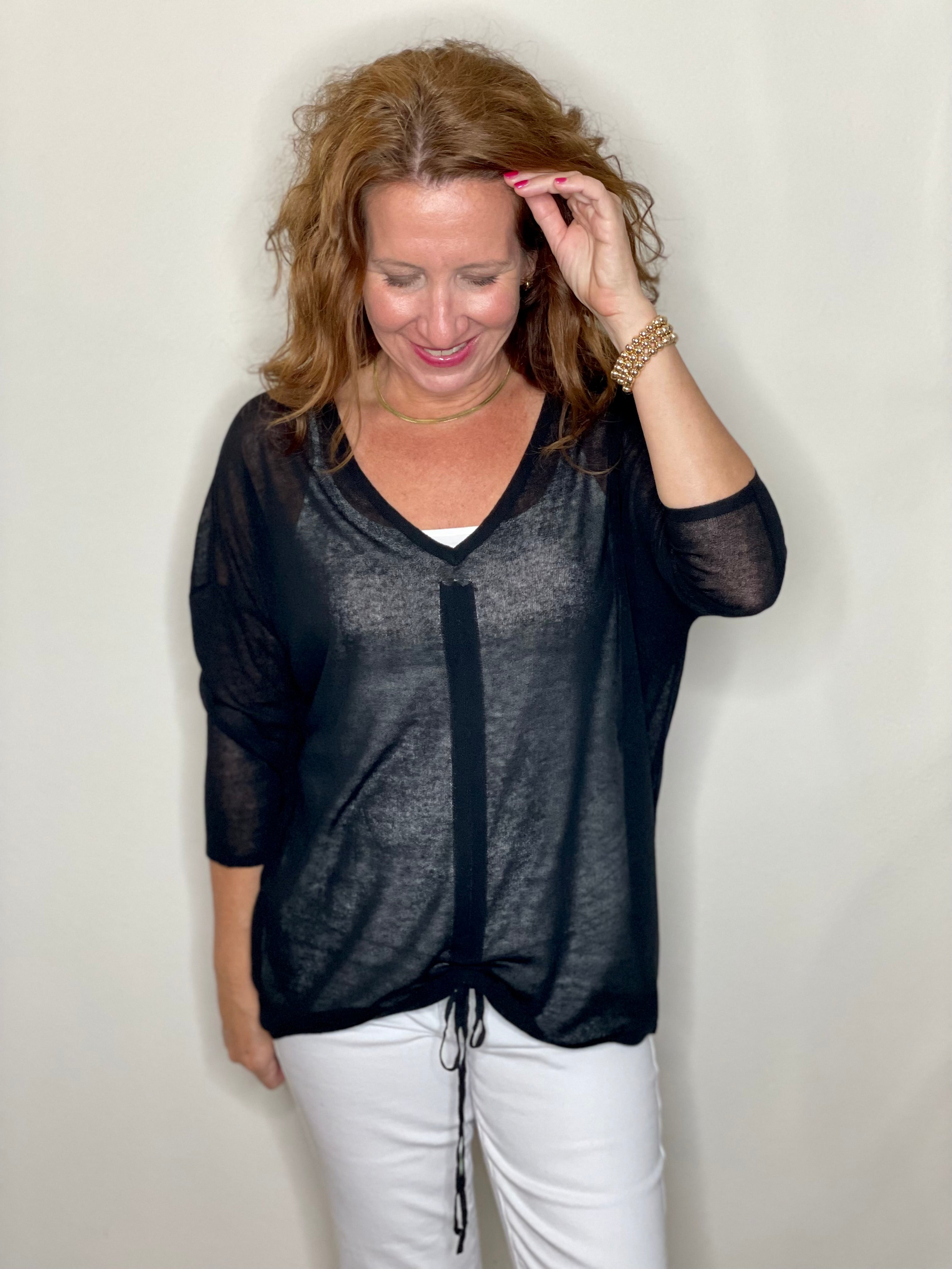 Raven Ruche Top in Black.