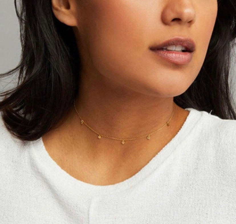 5 Disc Choker Necklace (gold).