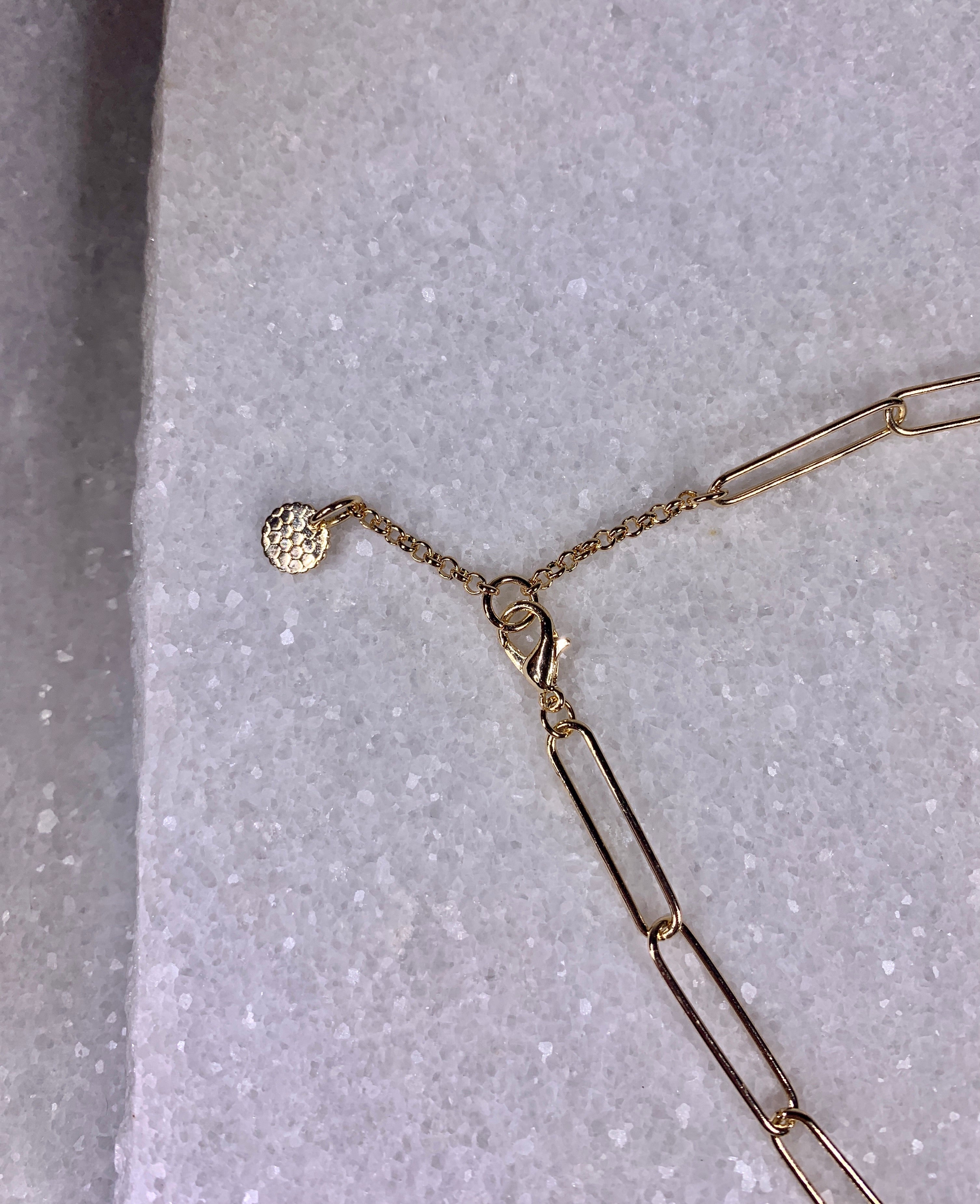 Gold Single Pave Link Necklace.