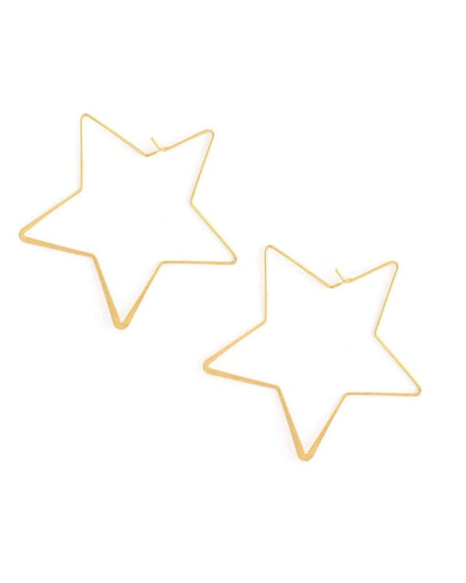 Wired Shaped Star Earring - Gold.
