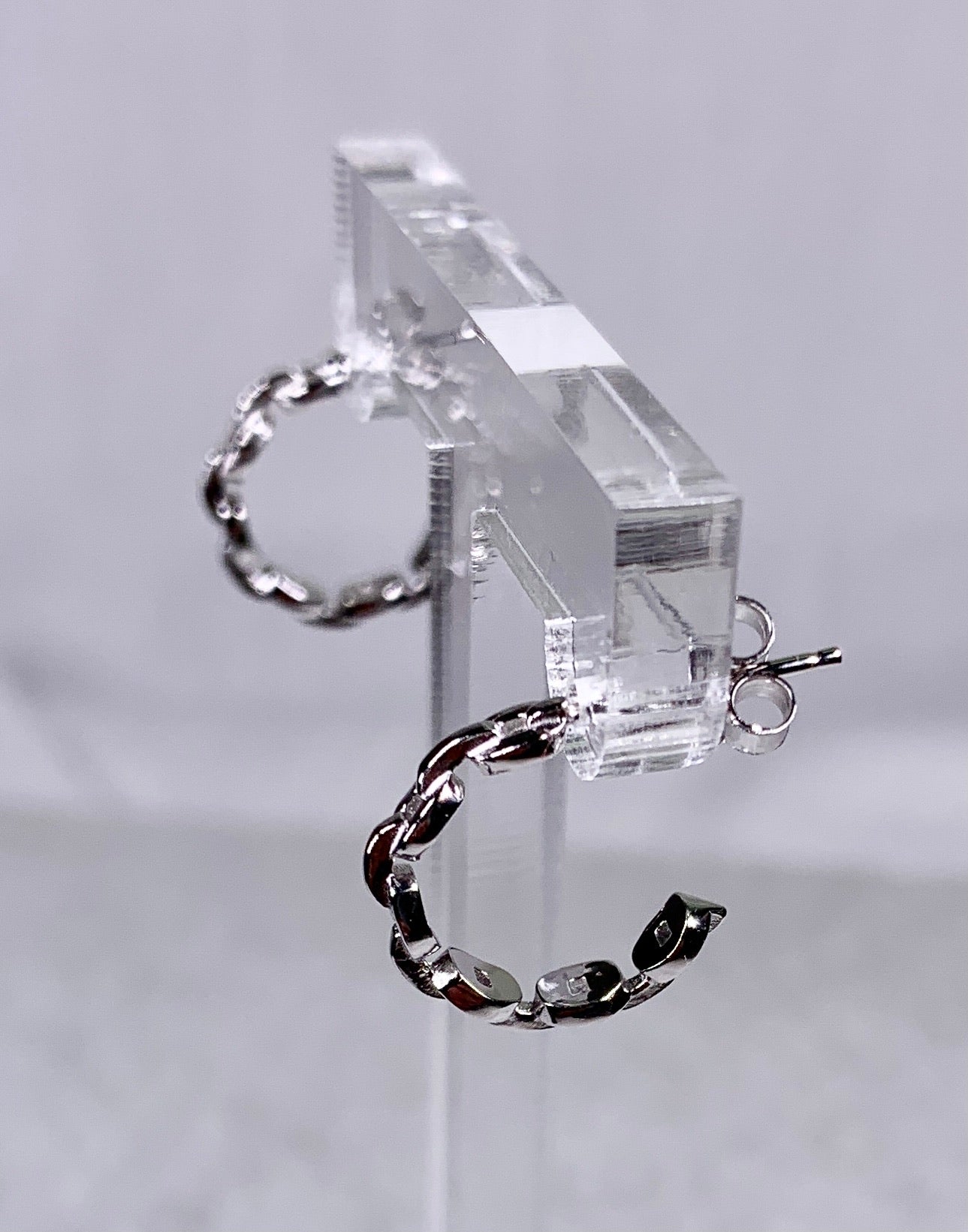 Sterling Small Link Hoop Earring-Silver.