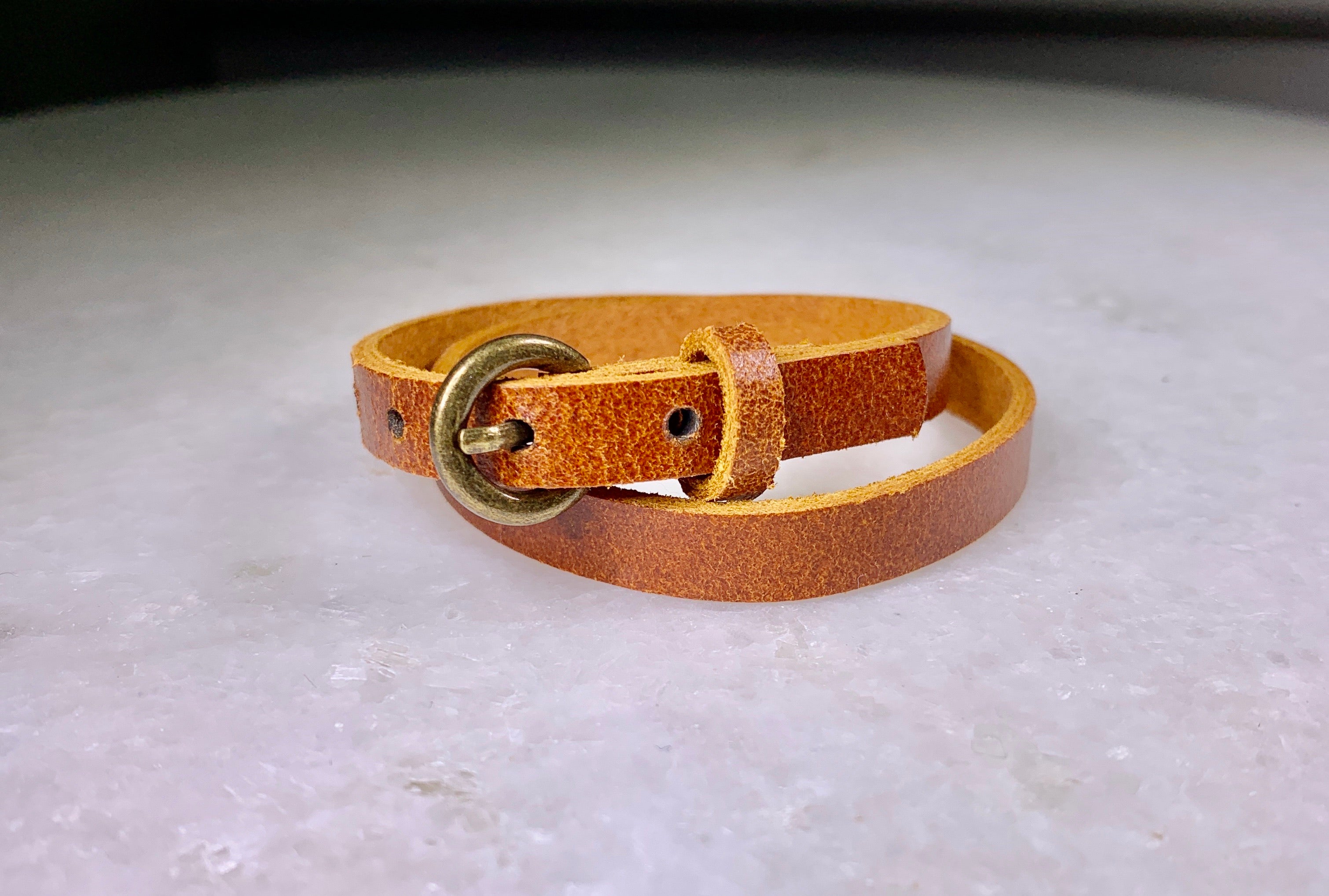 Brown Leather Buckle Bracelet.