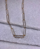 Gold Single Pave Link Necklace.