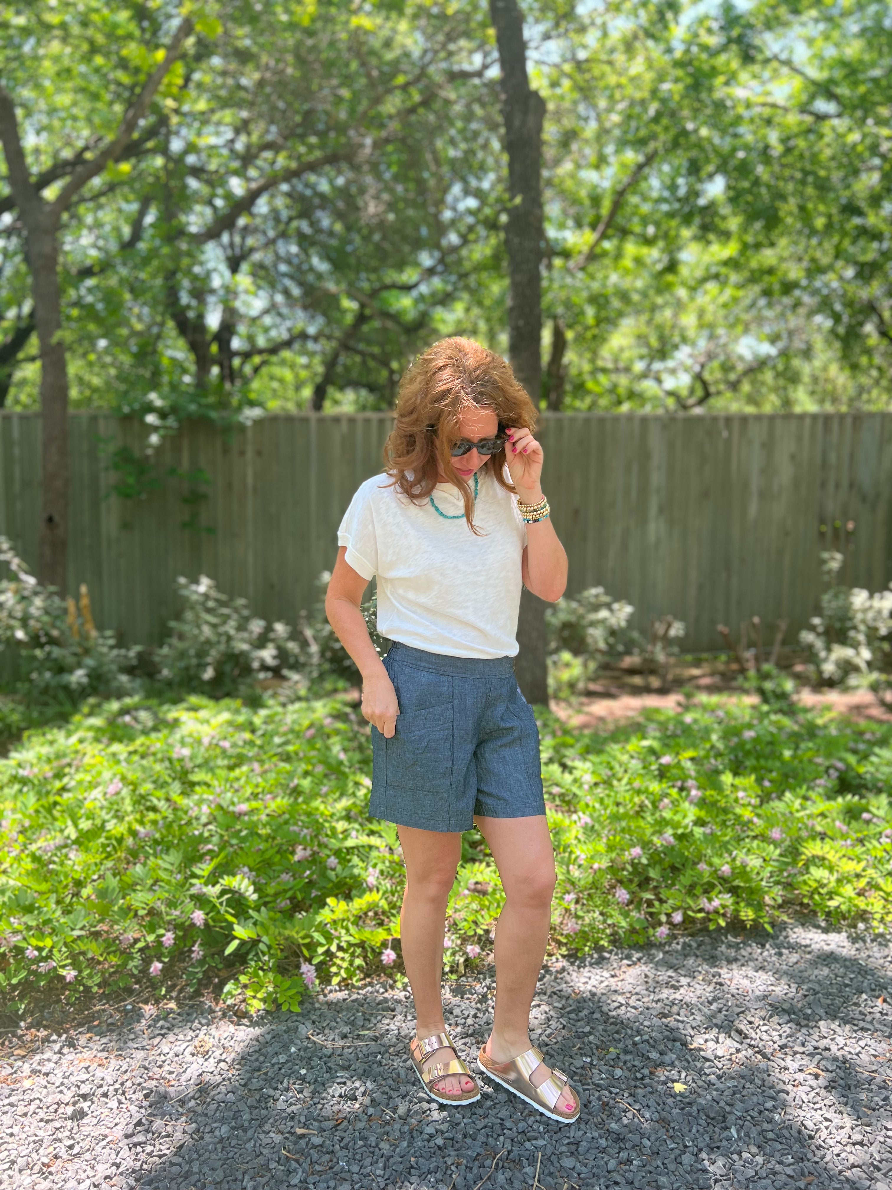Ivy Jane Chambray Linen Shorts.